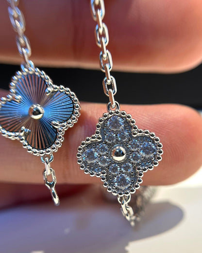 [Clover Jewelery]CLOVER 5 MOTIF SILVER DIAMOND BRACELET