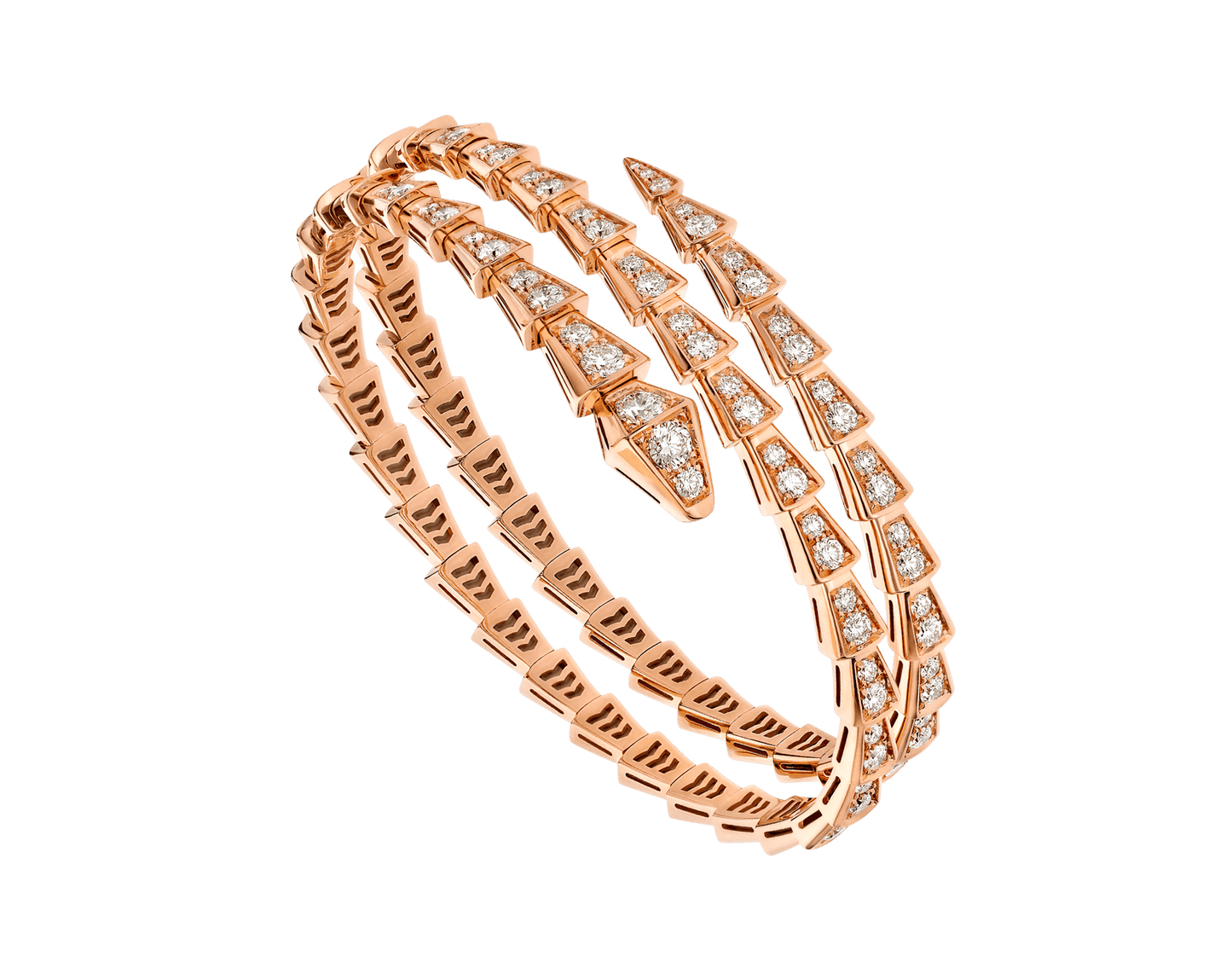[Clover Jewelery]SERPENTI BRACELET PINK GOLD DIAMOND DOUBLE ROW