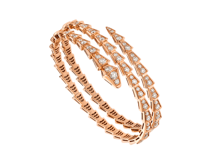 [Clover Jewelery]SERPENTI BRACELET PINK GOLD DIAMOND DOUBLE ROW