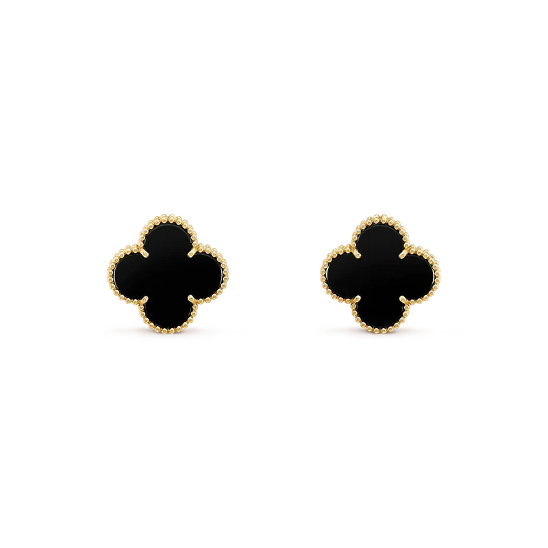 [Clover Jewelery]CLOVER MEDIUM 1 MOTIFS  ONYX STUD EARRINGS