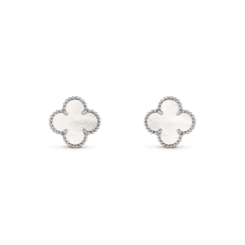 [Clover Jewelery]CLOVER MEDIUM 1 MOTIFS  WHITE MOP EARRINGS SILVER