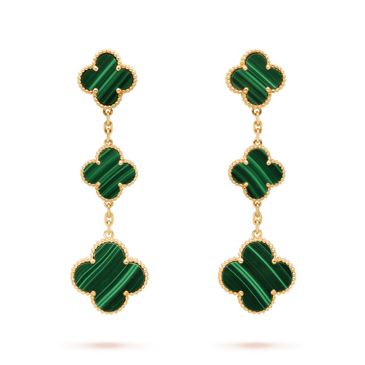[Clover Jewelery]CLOVER MALACHITE 3 MOTIFS GOLD