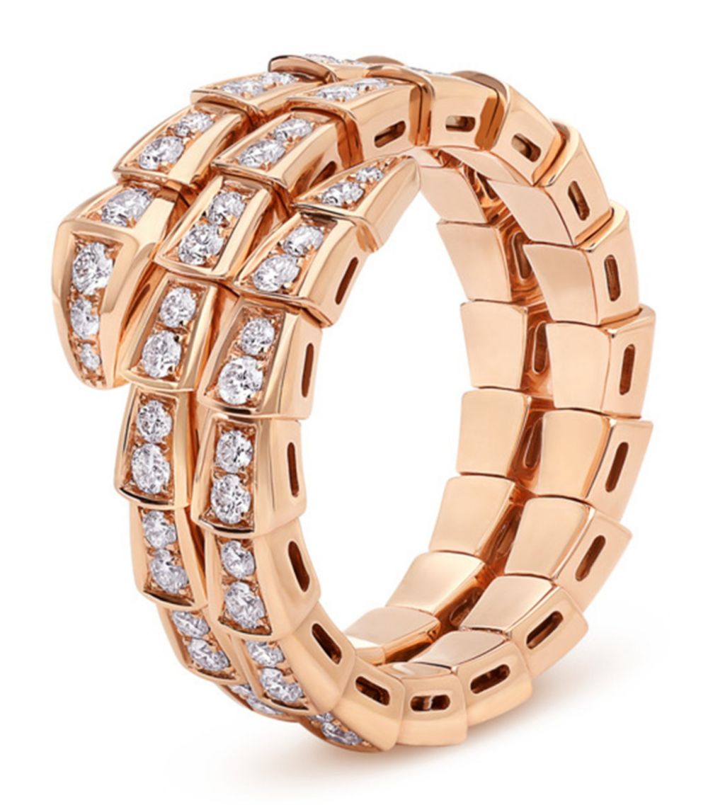 [Clover Jewelery]SERPENTI RING PINK GOLD DIAMOND DOUBLE ROW