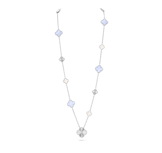 [Clover Jewelery]CLOVER 16 MOTIF PURPLE CHALCEDONY GOLD NECKLACE