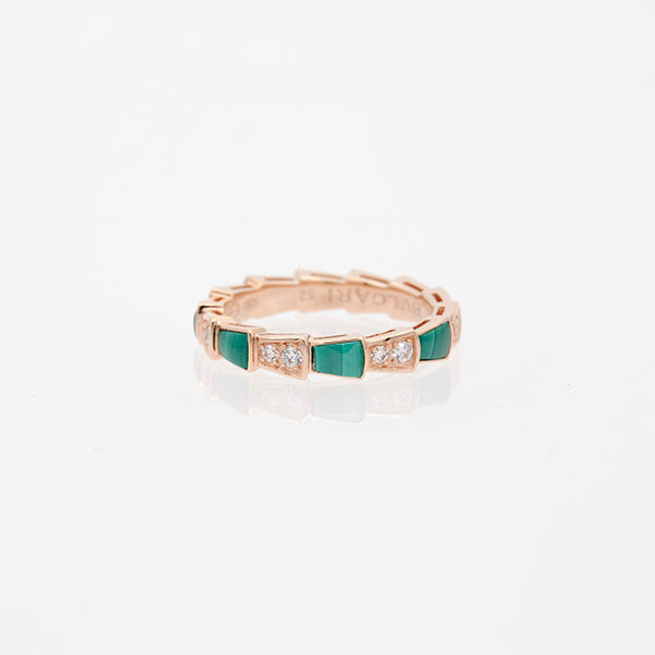 [Clover Jewelery]SERPENTI RING PINK GOLD MALACHITE DIAMOND 3MM
