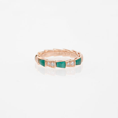 [Clover Jewelery]SERPENTI RING PINK GOLD MALACHITE DIAMOND 3MM