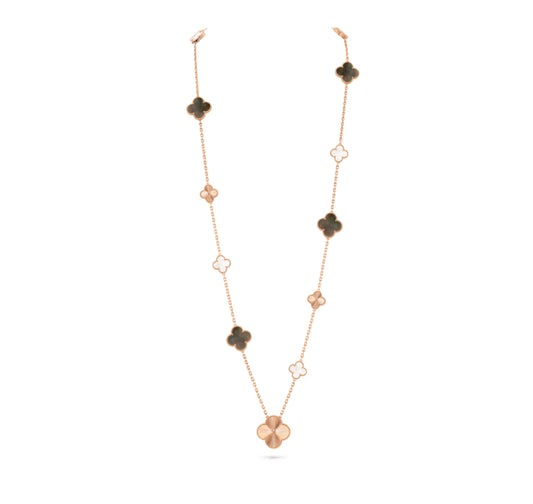 [Clover Jewelery]CLOVER 16 MOTIF GREY MOP GOLD NECKLACE