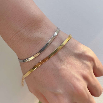 [Clover Jewelery]Flat Snake Bone Chain Blade Necklace