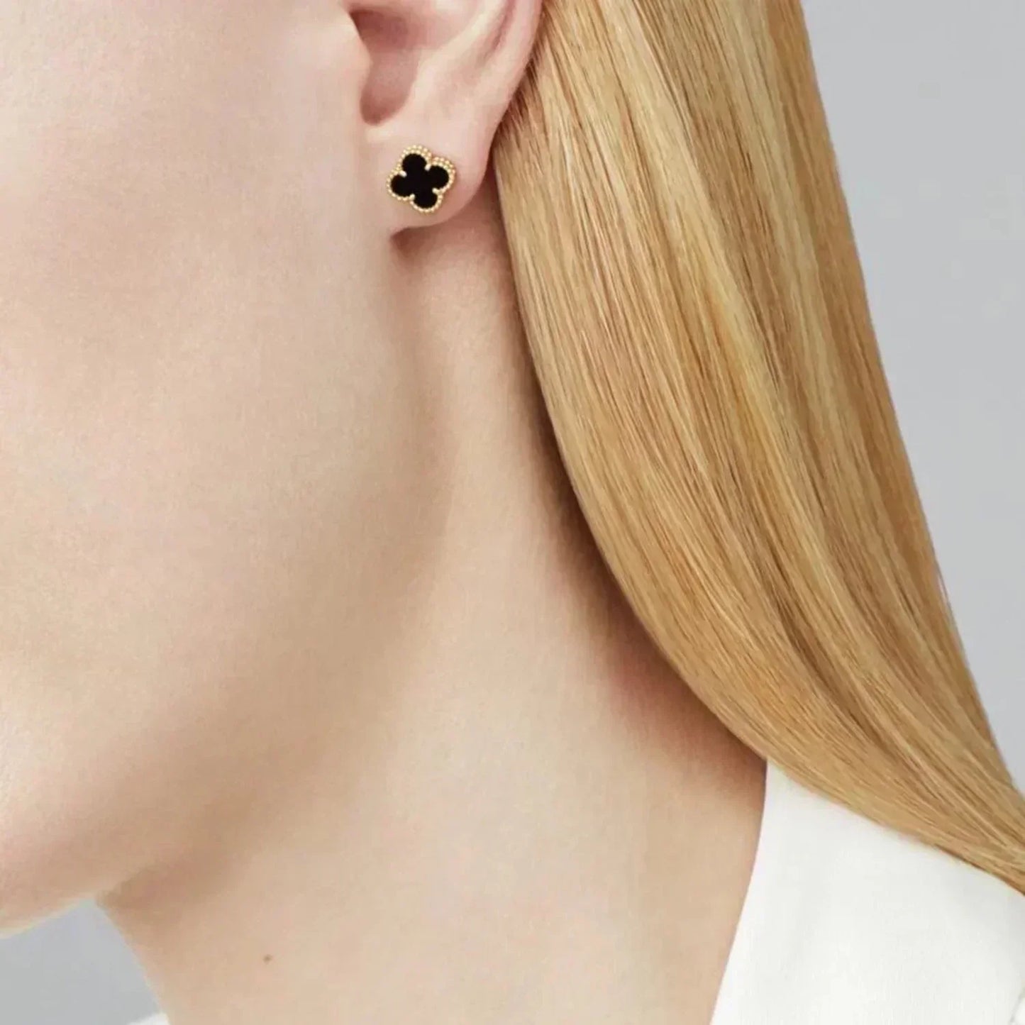 [Clover Jewelery]CLOVER MINI 9.5MM BLACK MOP EARRINGS