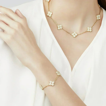 [Clover Jewelery]CLOVER 5 MOTIFS  FULL DIAMOND BRACELET