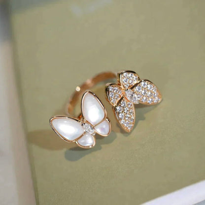 [Clover Jewelery]TWIN BUTTERFLY DIAMOND MOP RING