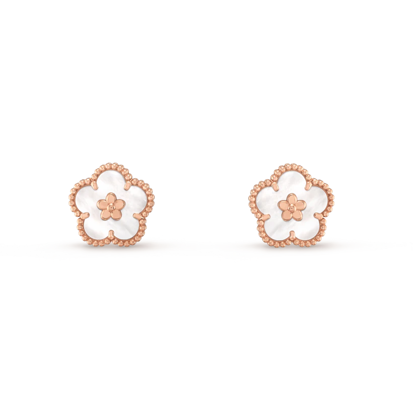 [Clover Jewelery]LUCKY PINK GOLD WHITE MOP EARRINGS