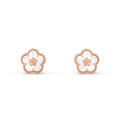 [Clover Jewelery]LUCKY PINK GOLD WHITE MOP EARRINGS