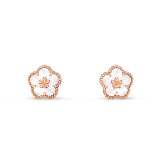 [Clover Jewelery]LUCKY PINK GOLD WHITE MOP EARRINGS