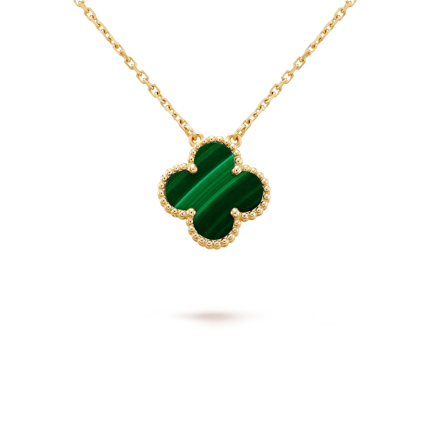 [Clover Jewelery]CLOVER 15MM MALACHITE SINGLE FLOWER  NECKLACE