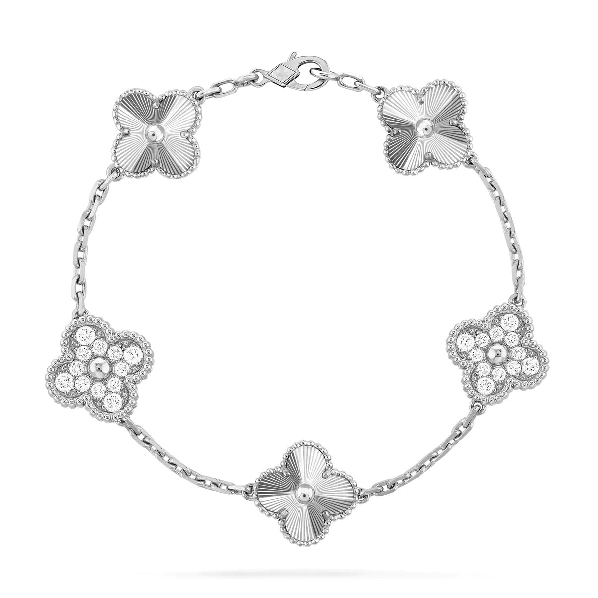 [Clover Jewelery]CLOVER 5 MOTIF SILVER DIAMOND BRACELET