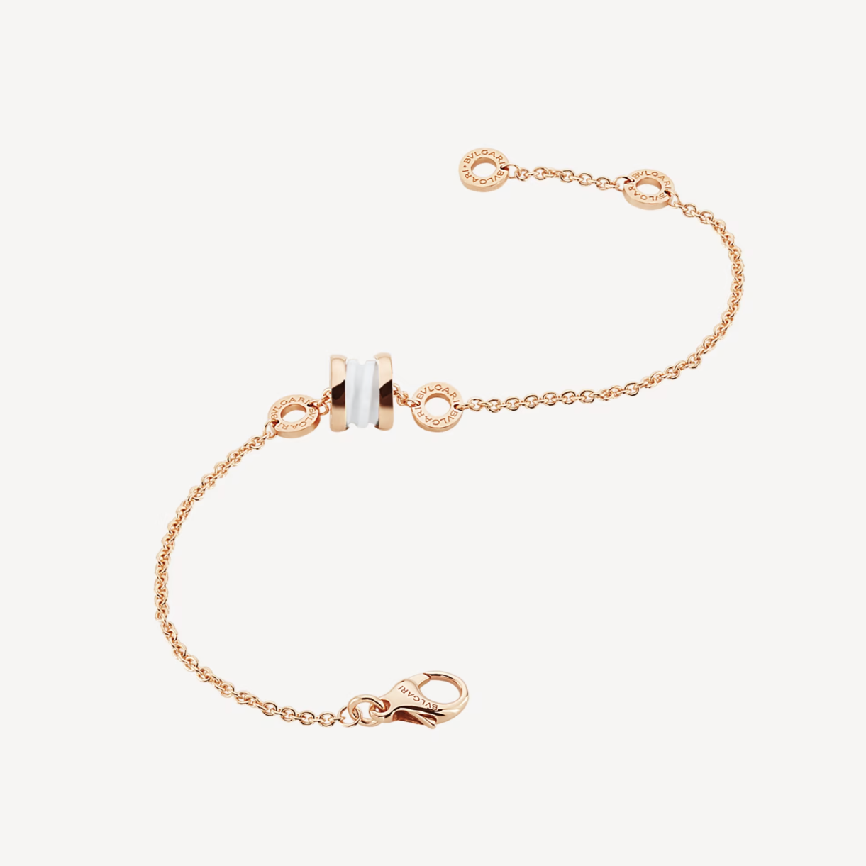 [Clover Jewelery]ZERO 1 SOFT PINK GOLD AND WHITE CERAMIC BRACELET