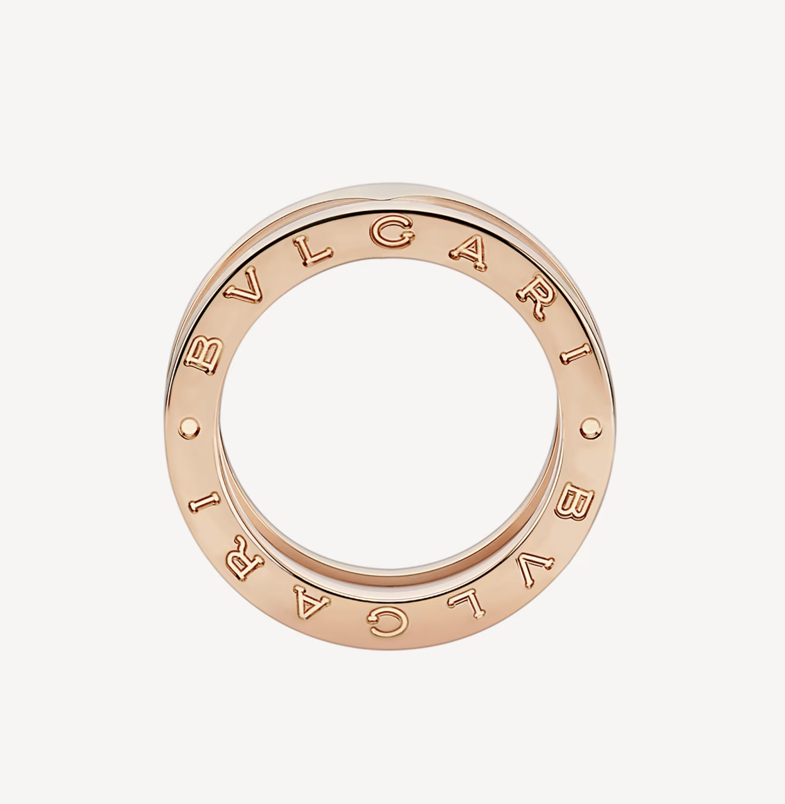 [Clover Jewelery]ZERO 1 TWO-BAND LOOPS AND WHITE CERAMIC SPIRAL PINK GOLD RING