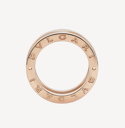[Clover Jewelery]ZERO 1 TWO-BAND LOOPS AND WHITE CERAMIC SPIRAL PINK GOLD RING