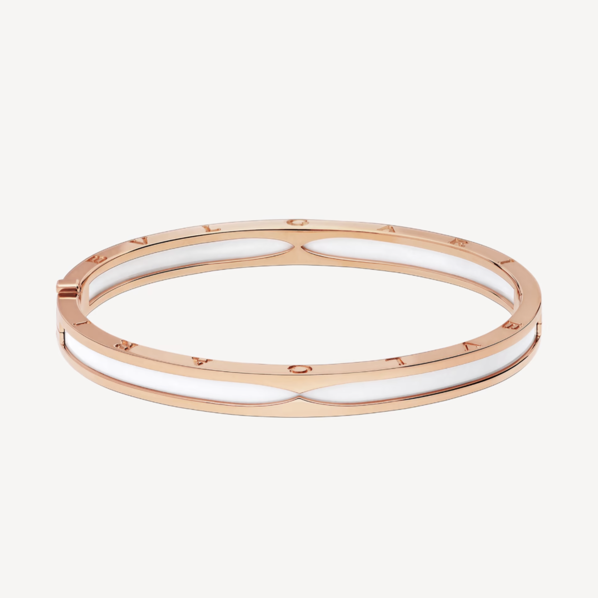 [Clover Jewelery]ZERO 1 PINK GOLD WITH WHITE CERAMIC BRACELET