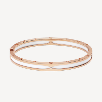 [Clover Jewelery]ZERO 1 PINK GOLD WITH WHITE CERAMIC BRACELET