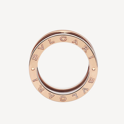 [Clover Jewelery]ZERO 1 FOUR-BAND LOOPS AND BLACK CERAMIC SPIRAL PINK GOLD RING