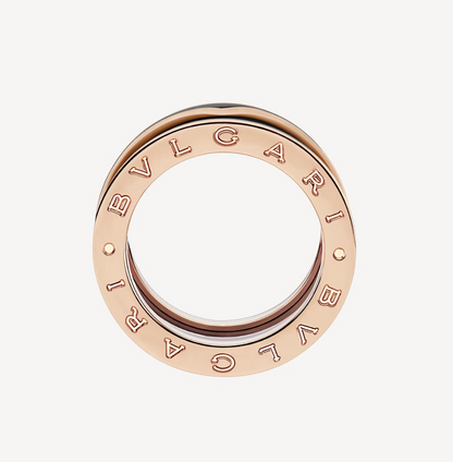 [Clover Jewelery]ZERO 1 TWO-BAND WITH MATTE BLACK CERAMIC PINK GOLD RING