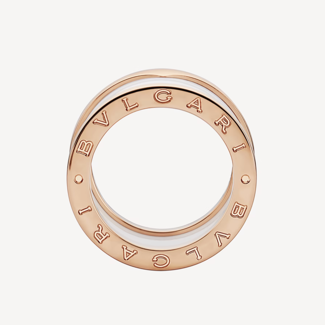 [Clover Jewelery]ZERO 1 FOUR-BAND LOOPS AND WHITE CERAMIC SPIRAL PINK GOLD RING