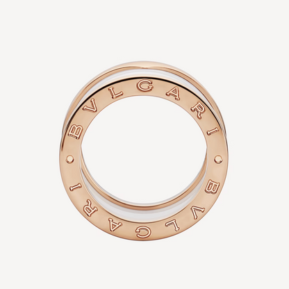 [Clover Jewelery]ZERO 1 FOUR-BAND LOOPS AND WHITE CERAMIC SPIRAL PINK GOLD RING