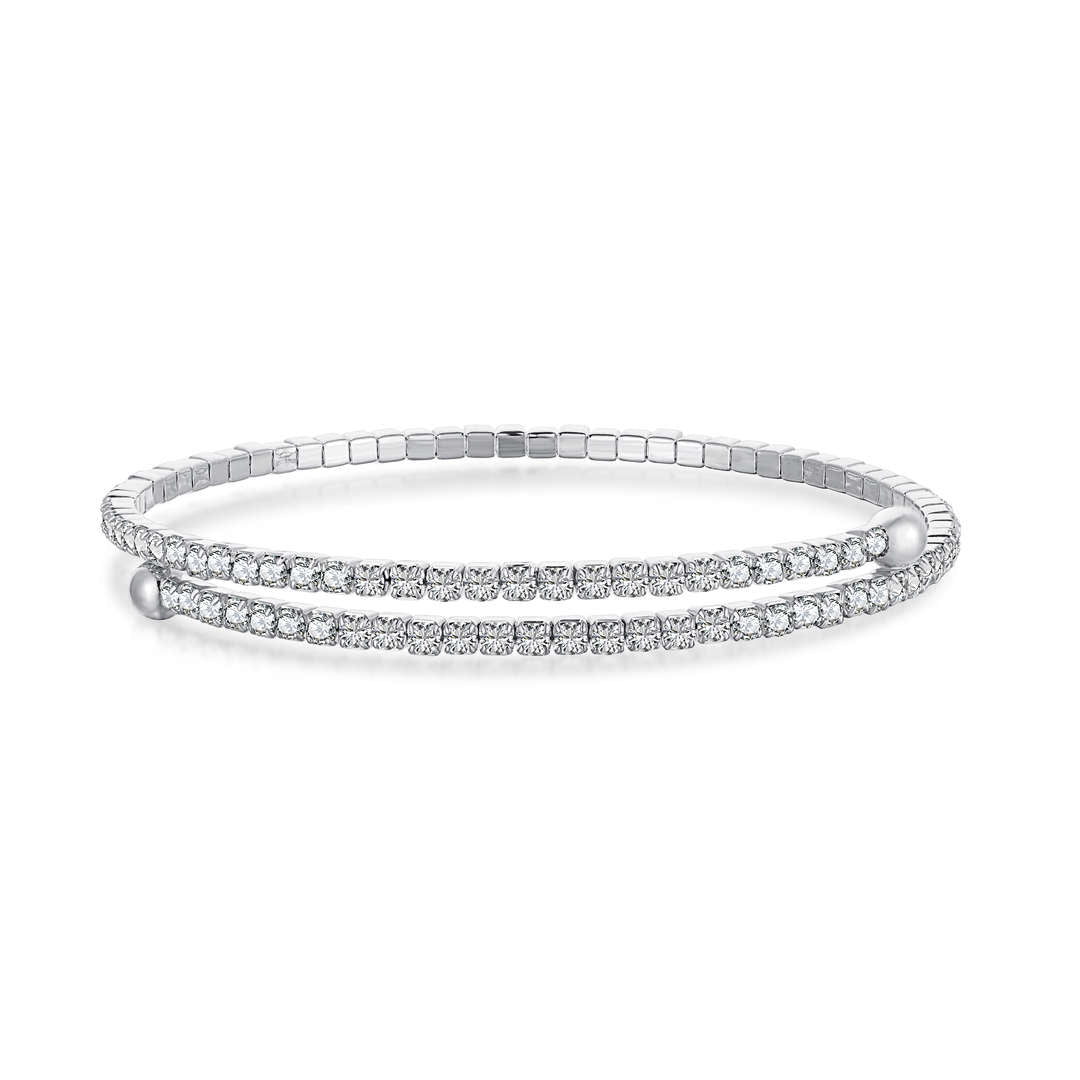 [Clover Jewelery]Row of Diamonds Round Fashion Bracelet