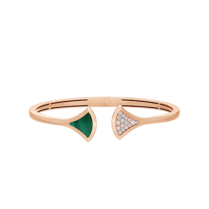 [Clover Jewelery]DREAM BRACELET OPEN MALACHITE PINK GOLD