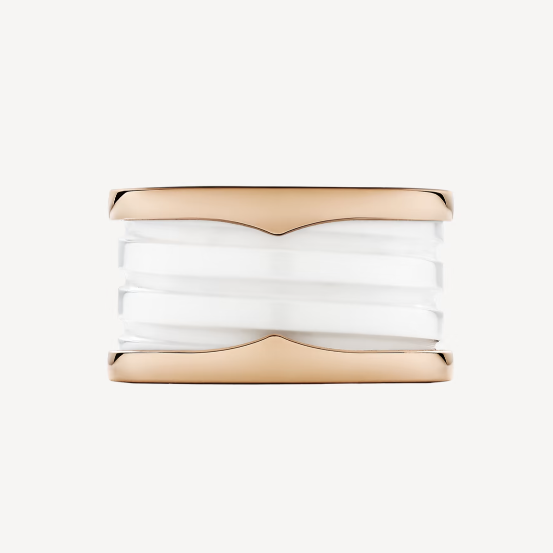 [Clover Jewelery]ZERO 1 FOUR-BAND LOOPS AND WHITE CERAMIC SPIRAL PINK GOLD RING