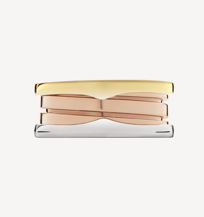 [Clover Jewelery]ZERO 1 THREE-BAND ROSE WHITE AND YELLOW RING