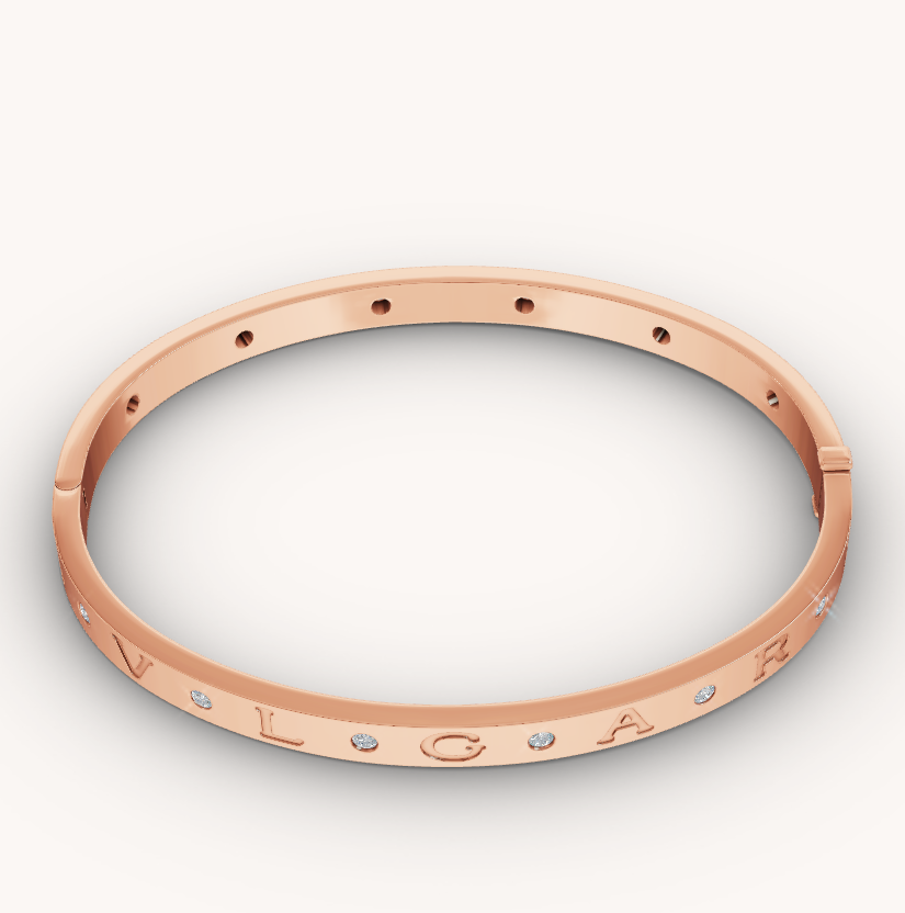 [Clover Jewelery]ZERO 1 PINK GOLD 12 DIAMONDS BRACELET
