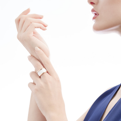[Clover Jewelery]ZERO 1 FOUR-BAND LOOPS AND WHITE CERAMIC SPIRAL PINK GOLD RING