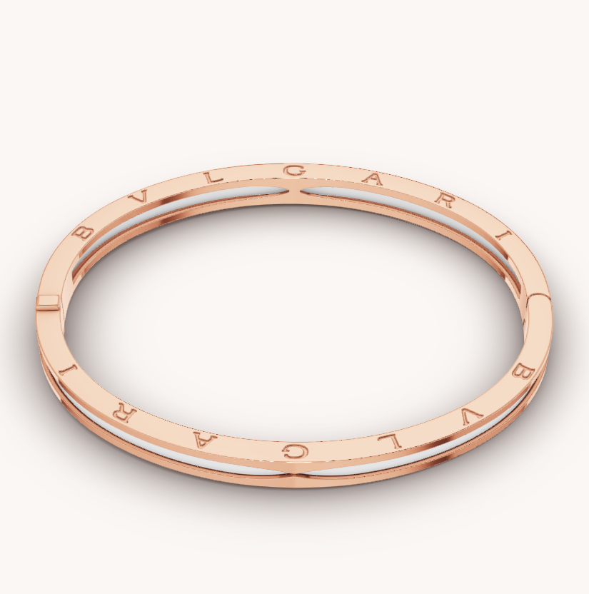 [Clover Jewelery]ZERO 1 PINK GOLD WITH WHITE CERAMIC BRACELET