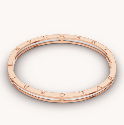 [Clover Jewelery]ZERO 1 PINK GOLD WITH WHITE CERAMIC BRACELET