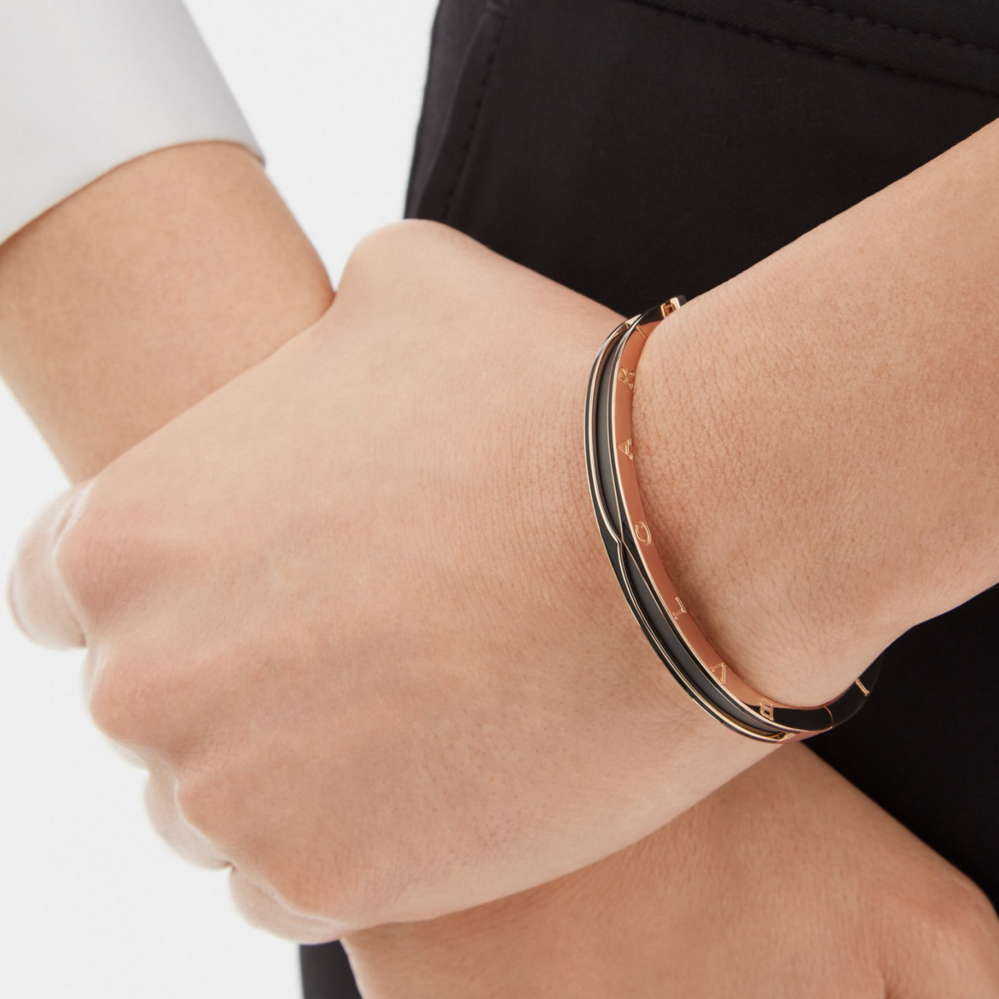 [Clover Jewelery]ZERO 1 PINK GOLD WITH MATTE BLACK CERAMIC BRACELET