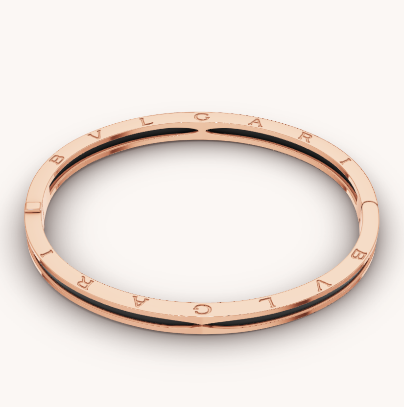 [Clover Jewelery]ZERO 1 PINK GOLD WITH BLACK CERAMIC BRACELET