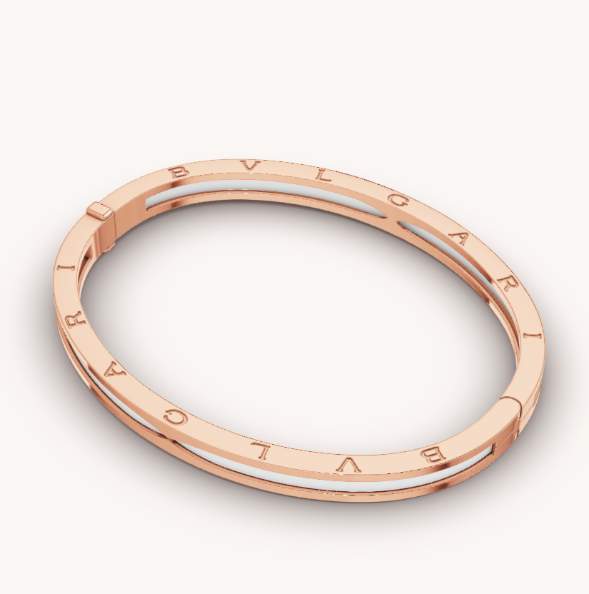 [Clover Jewelery]ZERO 1 PINK GOLD WITH WHITE CERAMIC BRACELET