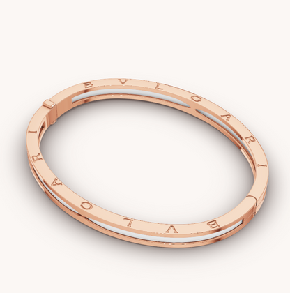 [Clover Jewelery]ZERO 1 PINK GOLD WITH WHITE CERAMIC BRACELET