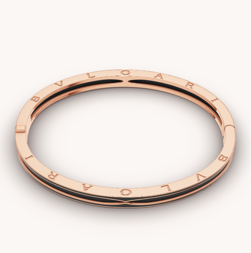 [Clover Jewelery]ZERO 1 PINK GOLD WITH MATTE BLACK CERAMIC BRACELET
