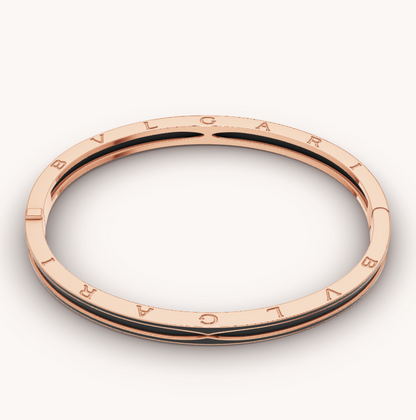 [Clover Jewelery]ZERO 1 PINK GOLD WITH MATTE BLACK CERAMIC BRACELET