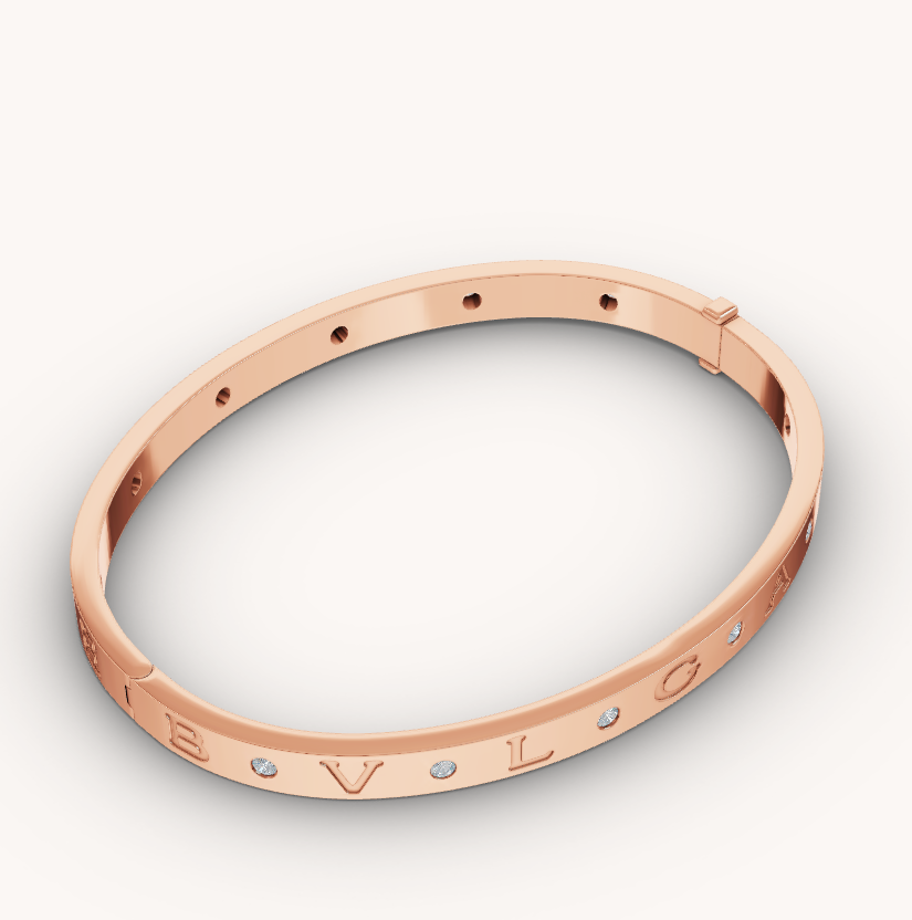 [Clover Jewelery]ZERO 1 PINK GOLD 12 DIAMONDS BRACELET