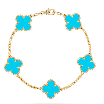 [Clover Jewelery]CLOVER 5 MOTIFS TURQUOISE BRACELET