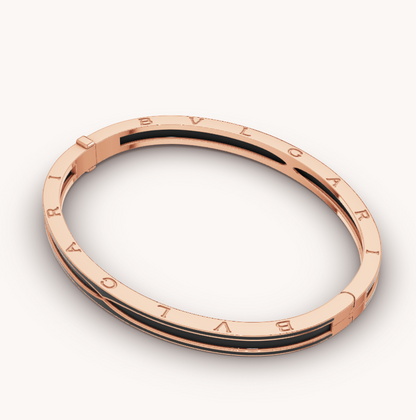 [Clover Jewelery]ZERO 1 PINK GOLD WITH MATTE BLACK CERAMIC BRACELET