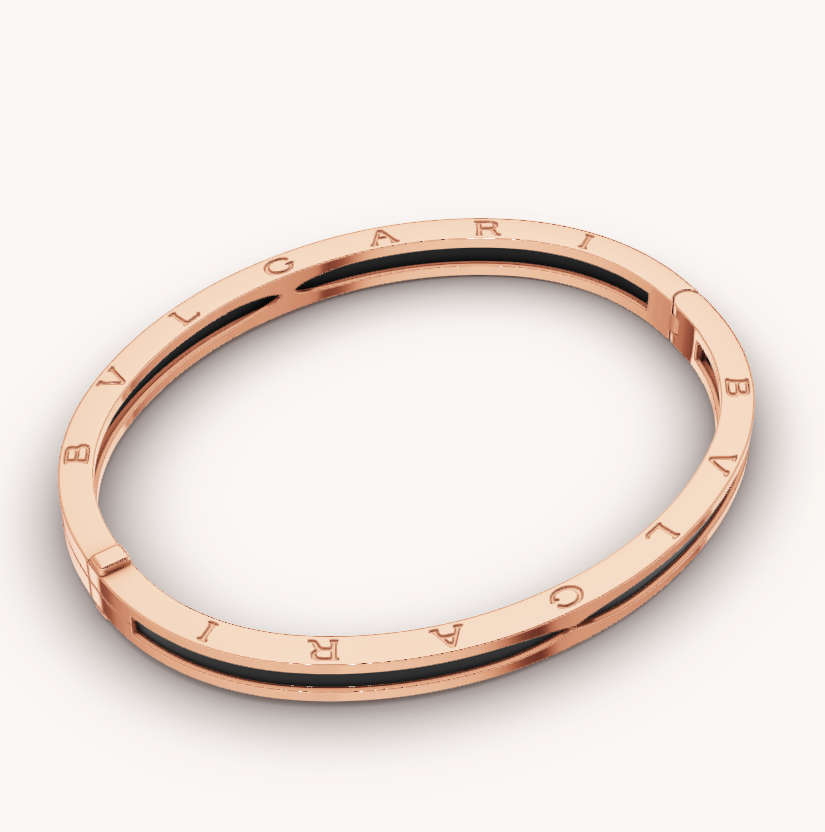 [Clover Jewelery]ZERO 1 PINK GOLD WITH BLACK CERAMIC BRACELET