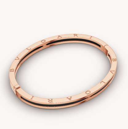 [Clover Jewelery]ZERO 1 PINK GOLD WITH BLACK CERAMIC BRACELET