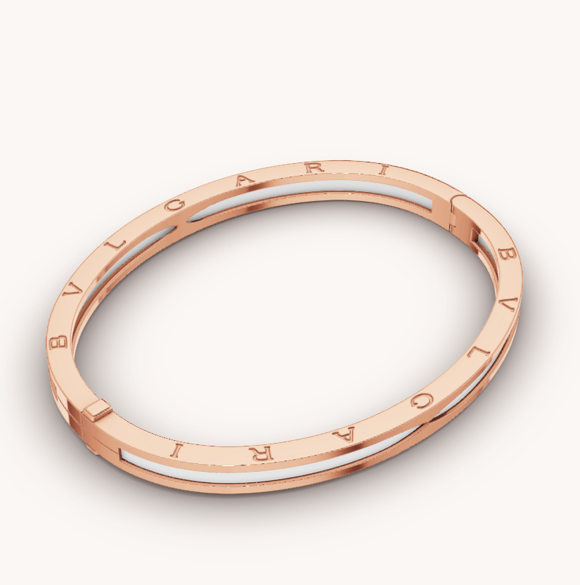 [Clover Jewelery]ZERO 1 PINK GOLD WITH WHITE CERAMIC BRACELET