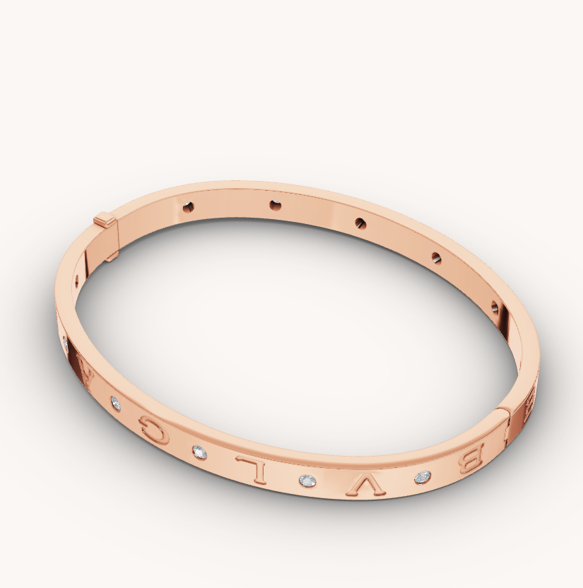 [Clover Jewelery]ZERO 1 PINK GOLD 12 DIAMONDS BRACELET